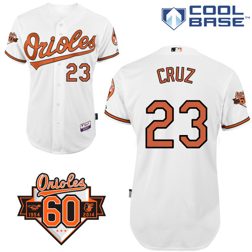 Nelson Cruz #23 MLB Jersey-Baltimore Orioles Men's Authentic Home White Cool Base/Commemorative 60th Anniversary Patch Baseball Jersey